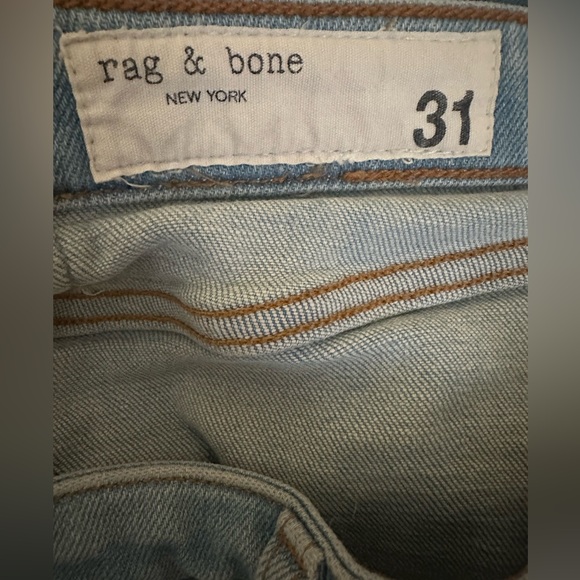 Rag & Bone Women's Mid Rise Ankle Skinny Jeans in Light Blue wash Distressed 31 - Picture 12 of 15